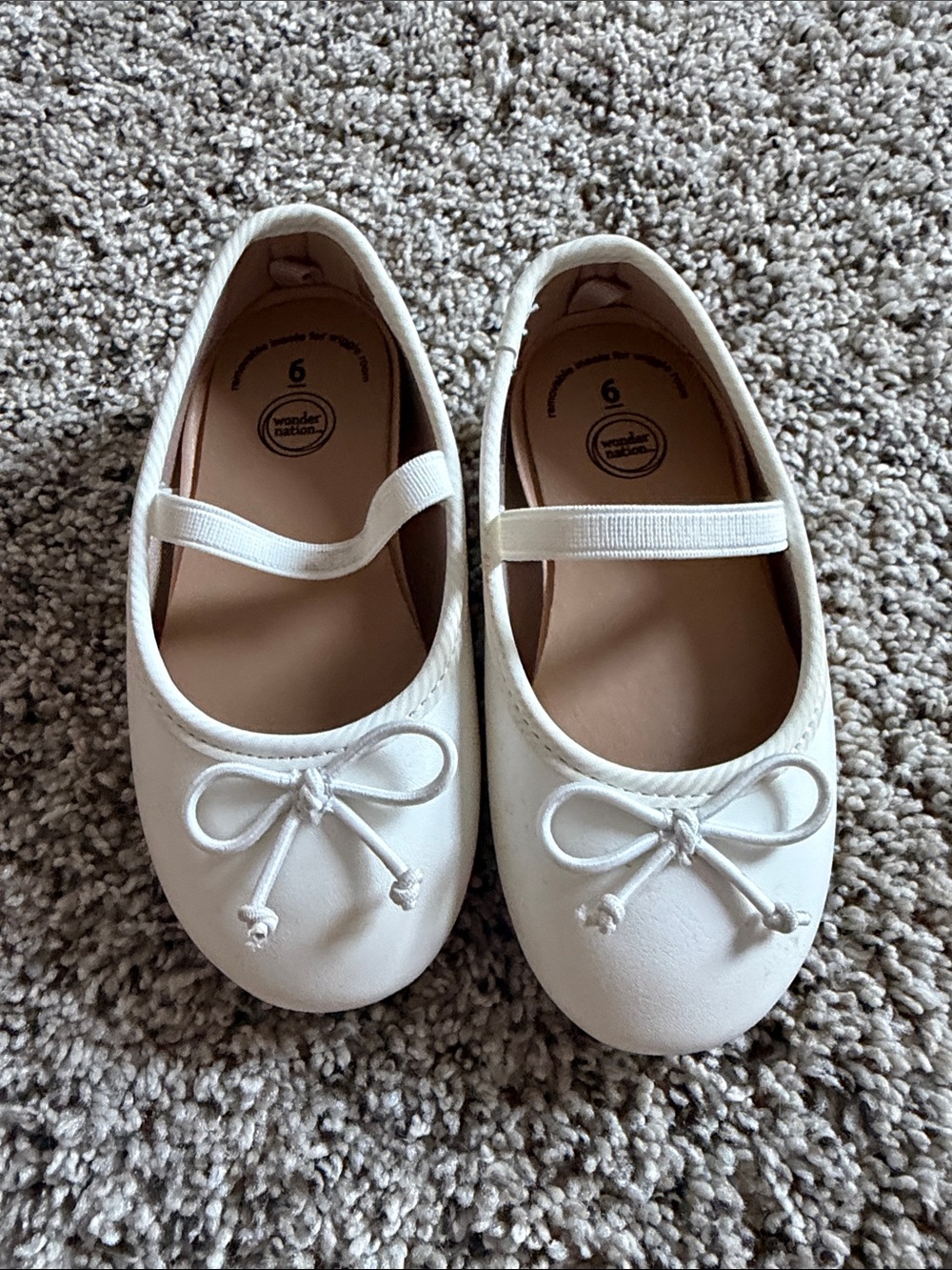 Girls White Mary Jane Ballet Flats with Bow